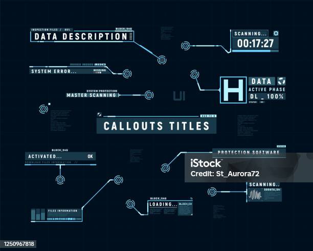 Futuristic Callouts Hud Set Of Callout Bar Labels Information Callouts Of Lower Third Digital Info Boxes Layout Templates Elements Of Hud Interface Vector Illustration Stock Illustration - Download Image Now