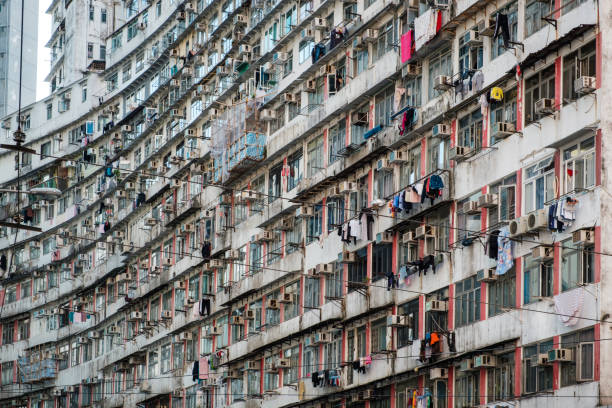 istock old residential building facade in Hong Kong 1250970397