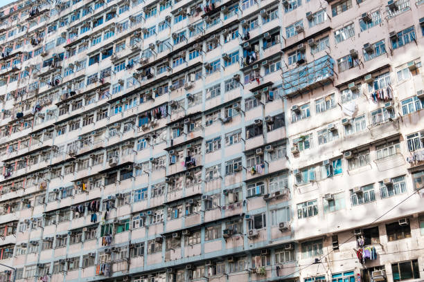 istock old residential building facade in Hong Kong 1250970398