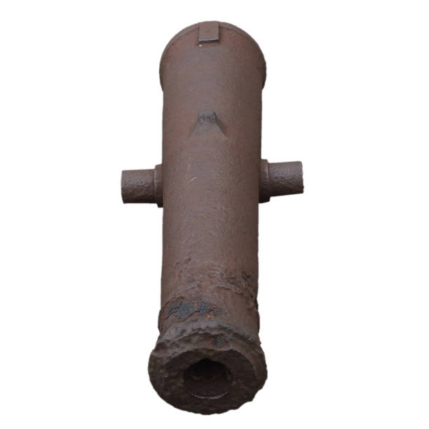 istock Vintage iron cannon top view isolated 1250971082