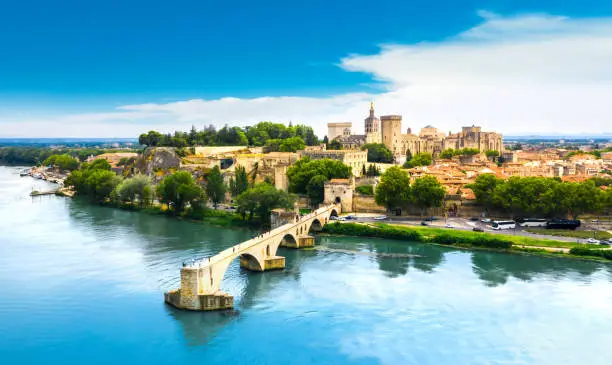 Photo of Saint Benezet bridge in Avignon in a beautiful summer day, France