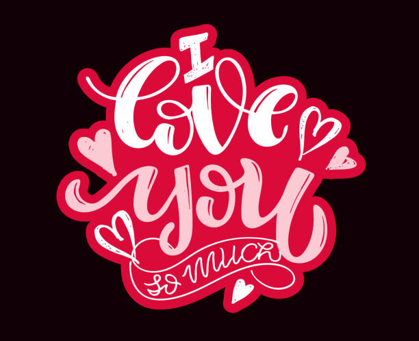 istock Cute hand drawn doodle lettering about love. Love you label. Valentine's Day  - beautiful lettering art. 1250972503