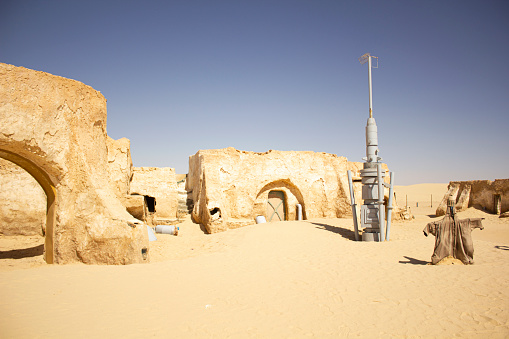 The houses from planet Tatouine - Star Wars film set ,Nefta. Tunisia. Decoration building for star wars movie in desert.