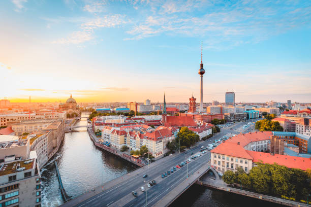 istock Berlin skyline with Spree river at sunset, Germany 1250975435