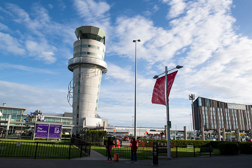 An aerial view of Aberdeen International Airport, in Scotland, UK.