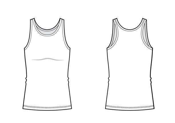 istock Men underwear. White tank top in front and back views. Blank templates of t-shirt. 1250977907