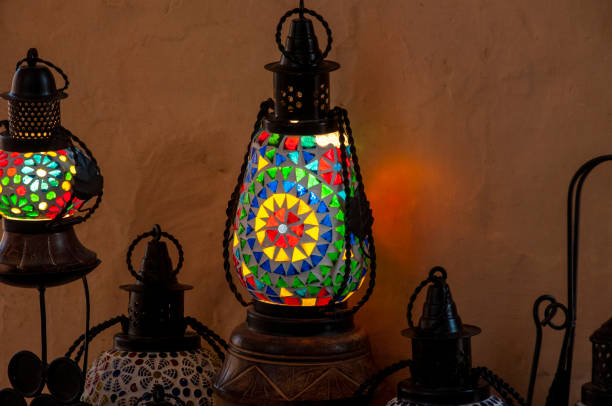 a decorative night lamp shade ideas - tiffany lamp imagens e fotografias de stock