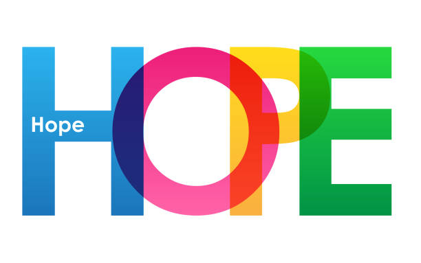 ilustrações de stock, clip art, desenhos animados e ícones de hope colorful typography banner - hope