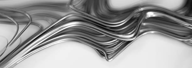 istock Abstract Wavy Metal Wire Background Black and White 1250980434