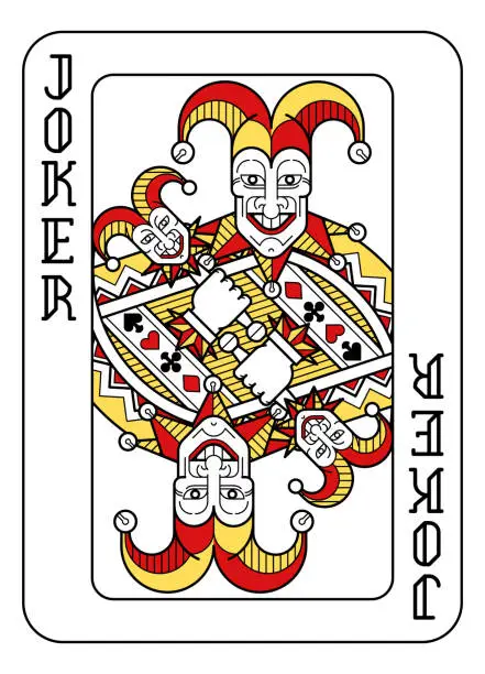Vector illustration of Playing Card Joker Red Yellow and Black
