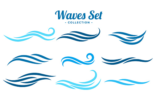 abstract waves logo concept set of nine