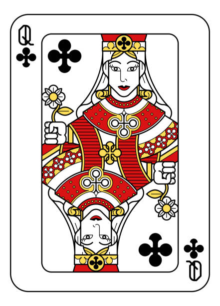 istock Playing Card Queen of Clubs Red Yellow and Black 1250984254
