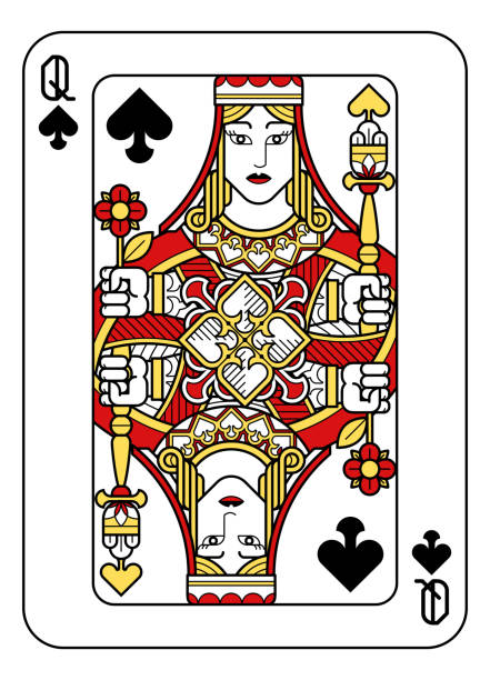 istock Playing Card Queen of Spades Red Yellow and Black 1250984500