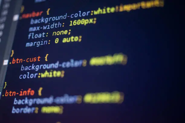 Programming concept, code on a monitor, CSS stylesheet