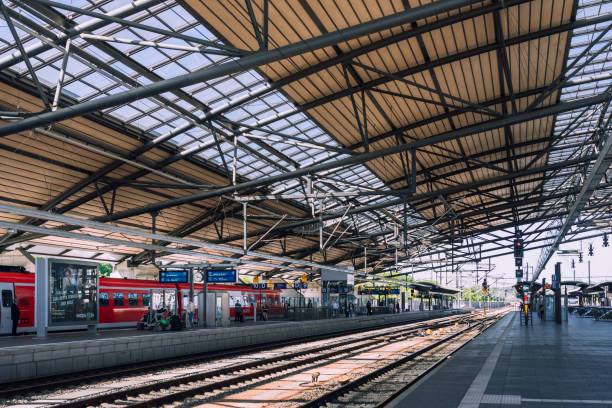 Erfurt, Germany - June 2, 2020: On the platform of Erfurt main railway station.