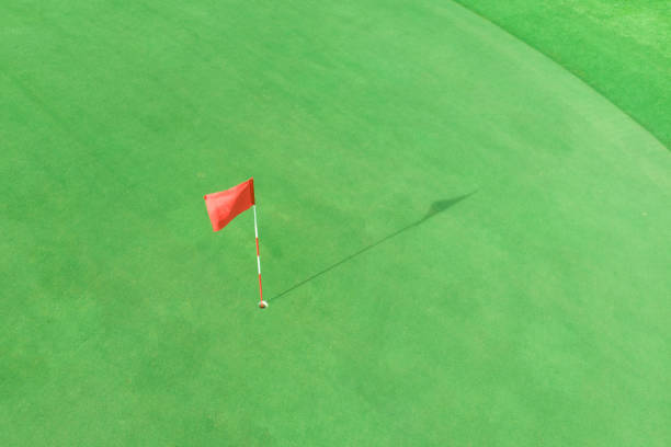istock top view of golf pole on the green in a golf course 1250993008