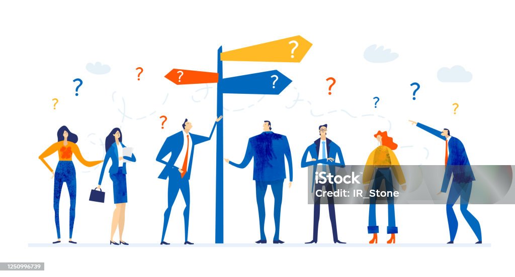 Working Direction Business People Working Around Direction Post Finding Solution Working ...