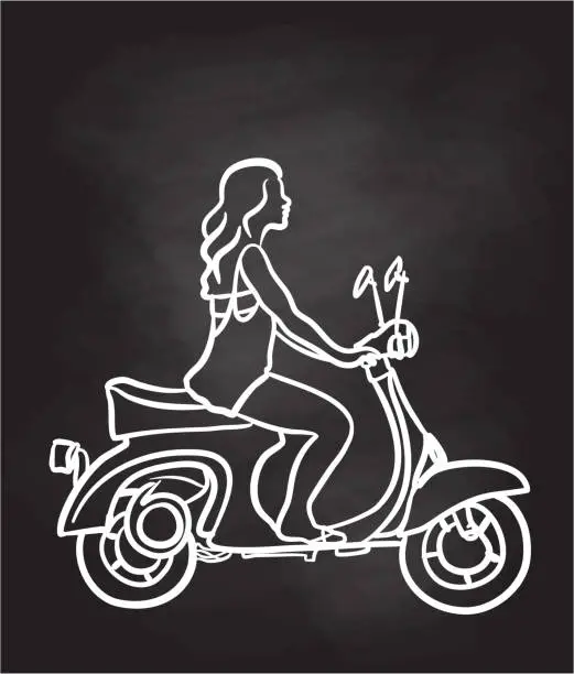 Vector illustration of Scooter Girl Chalkboard