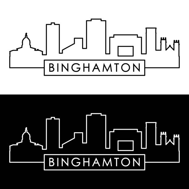 Binghamton skyline. Linear style. Editable vector file. Binghamton skyline. Linear style. Editable vector file. binghamton ny stock illustrations