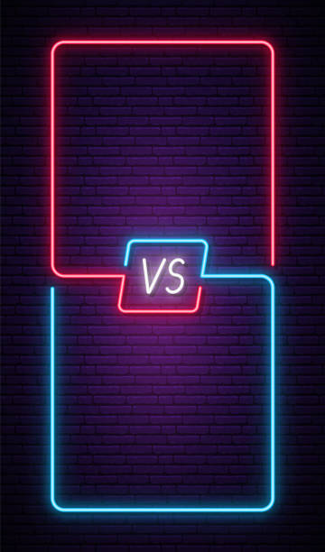 istock Versus battle. Vertical neon frame and VS letters. vector illustration. Neon battle banner. Vector design template for social media. 1250998330