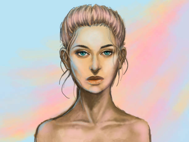 istock Digital fashion illustration with a woman's face 1251001963