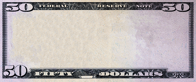 U.S. 50 dollar with empty middle area for design purpose