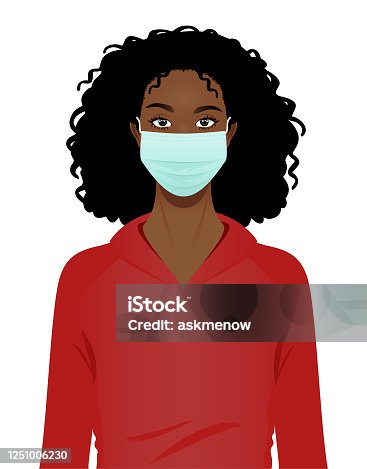 istock Young black woman in a surgical mask portrait 1251006230