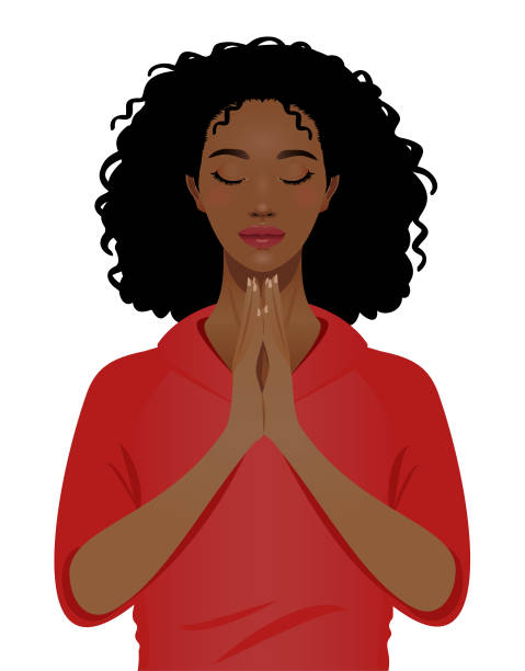 Young Black Woman Praying Stock Illustration - Download Image Now
