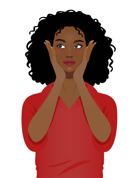 ilustrações de stock, clip art, desenhos animados e ícones de young black woman worry - white background clip art american culture black