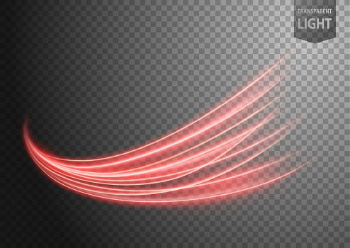 Abstract red wavy line of light with a transparent background 
Compatible with Adobe Illustrator version 10, No raster and is easy to edit, Illustration contains transparency and blending effects