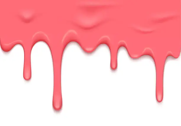 Vector illustration of Vector Border with Pink Slime Dripping Down. Dribble Slime Illustration