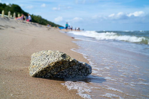 Stone on the beach of the Polish Baltic Sea coast near Rewal