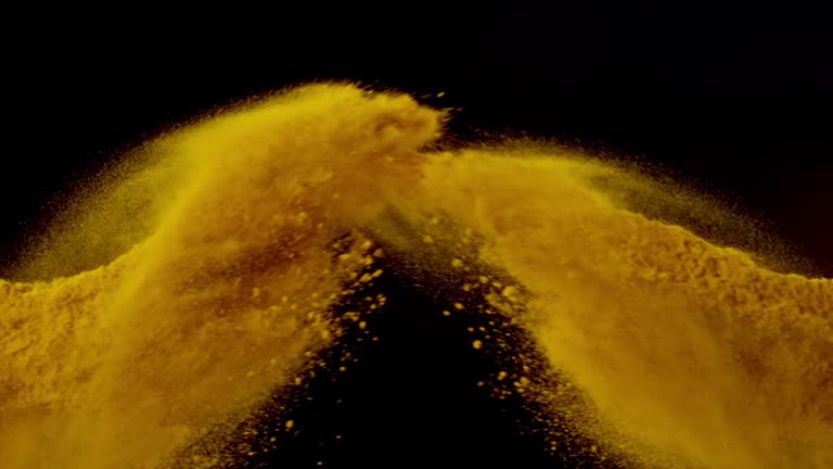 Turmeric Spice Colliding in the Air Super Slow Motion Video 1000 fps