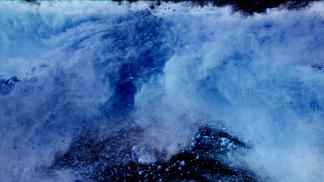 Blue Colored Powder Colliding in the Air Super Slow Motion Video 1000 fps