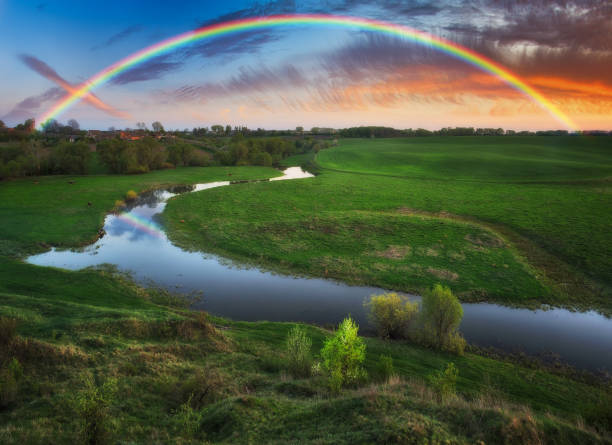 istock Landscape with a Rainbow on the River in Spring 1251031661