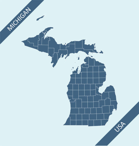 Counties map of Michigan Highly detailed county map of Michigan state of United States of America for web banner, mobile app, and educational use. The map is accurately prepared by a map expert. upper peninsula michigan map stock illustrations