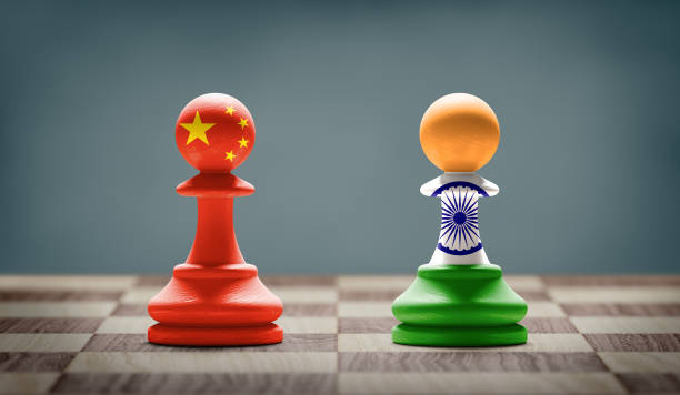 imagen conceptual de conflicto entre china e india. - diplomacy fotografías e imágenes de stock