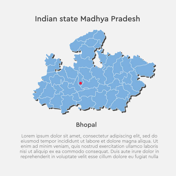 ilustraciones, imágenes clip art, dibujos animados e iconos de stock de vector india mapa de país y estado madhya pradesh - madhya