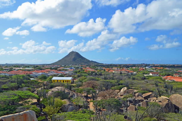 Aruba Casibari Rock Viewing Hooiberg Hill stock photo