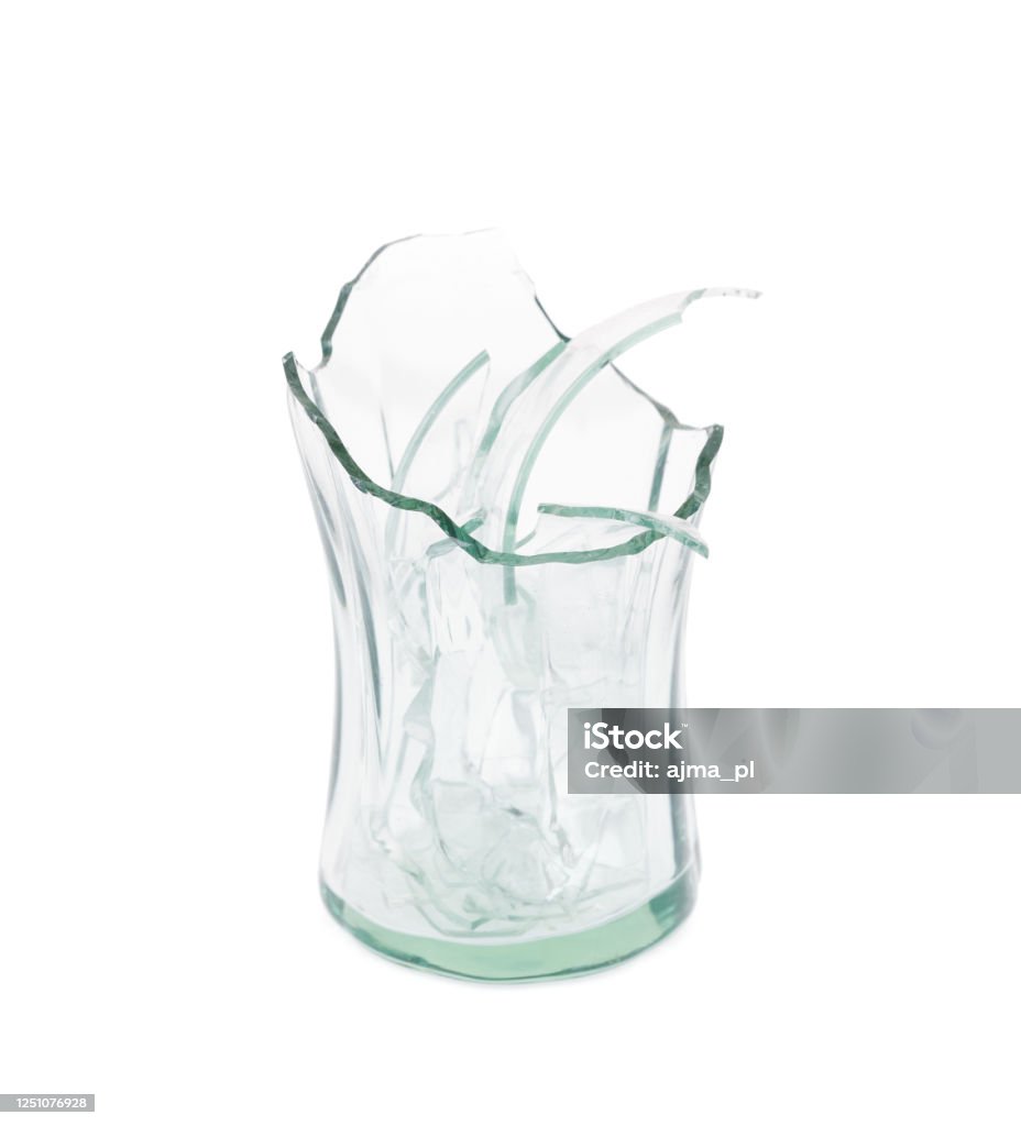 Broken Transparent Glass On White Background Stock Photo - Download Image  Now - Shattered Glass, Cut Out, White Background - iStock