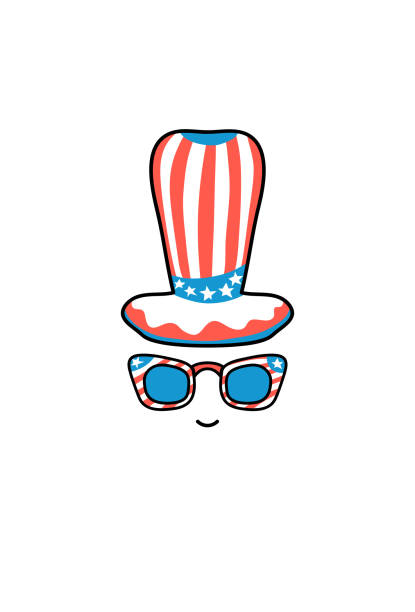 istock USA Independence Day Postcard. American Flag Hat Glasses Vertical Card. 4 July Greeting Card 1251077507