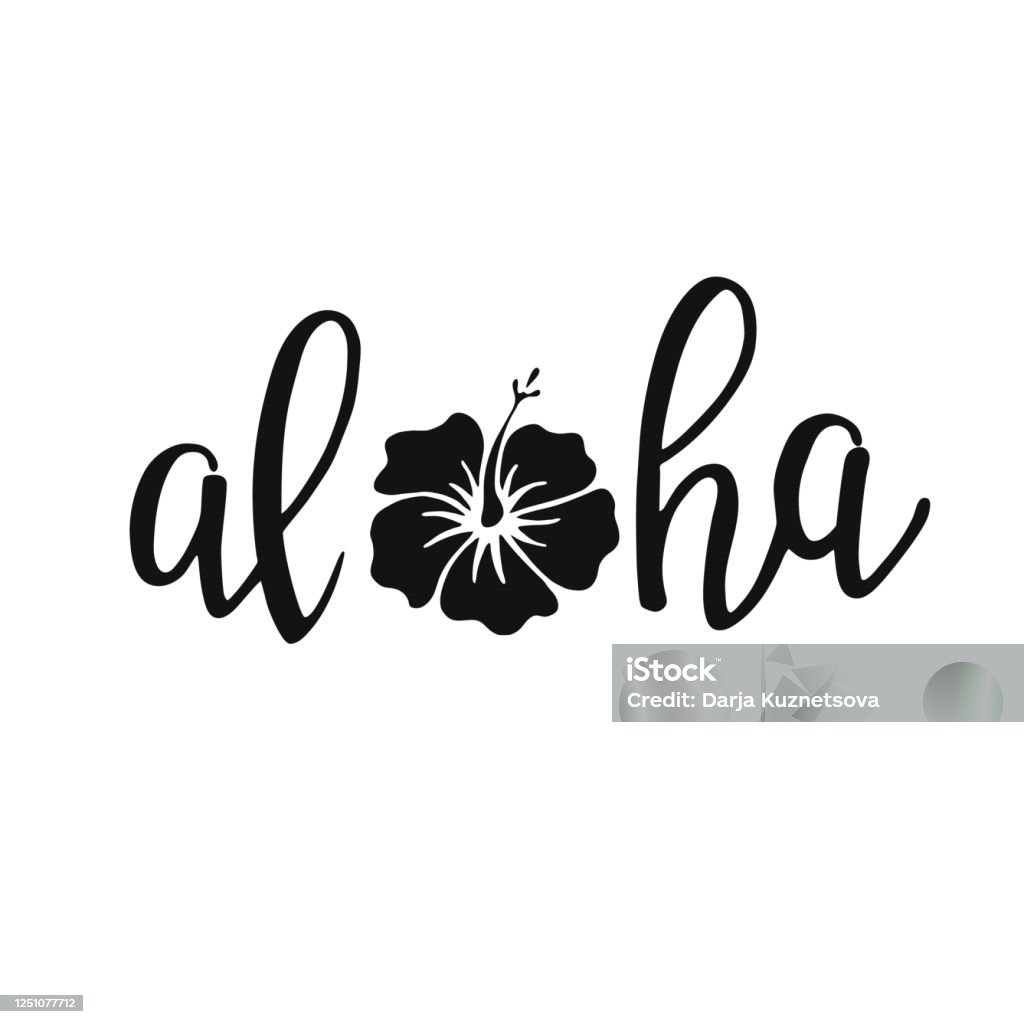 Aloha Text Box Aloha Hand Written Lettering Text Isolated On White Background With ...