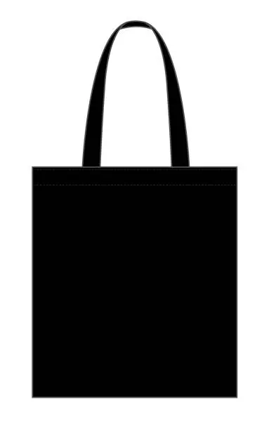 Vector illustration of Flat Black Bag Shopping Vector Fot Template