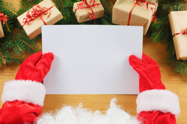 istock Santa Claus holding an empty wish list in his hands 1251082578
