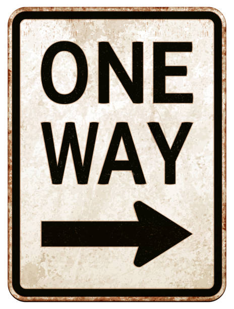 гранж в одну сторону дорожный знак вектор иллюстрации на белом - one way road sign street single object stock illustrations
