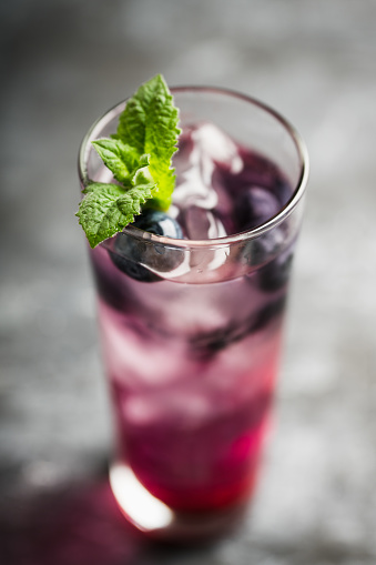 Colorful blueberry cocktail. Selective focus. Shallow depth of field.
