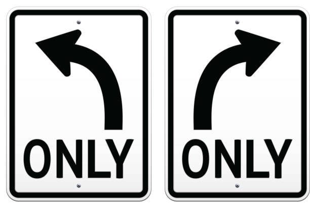 две иллюстрации вектора дорожного знака в одну сторону на белом - one way road sign street single object stock illustrations