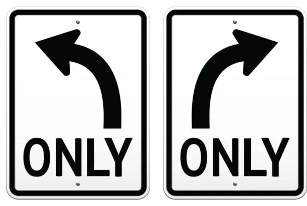 Vector illustration of Two one way road sign vector illustrations on white