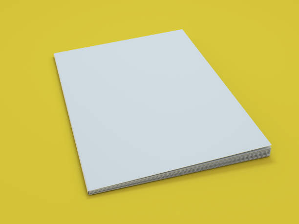 istock Blank photorealistic brochure mockup on yellow background. 3D 1251089092