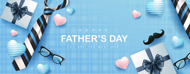 Happy Fathers Day banner background.Promotion and shopping template.Vector illustration.